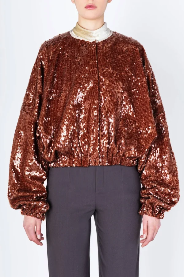 ALYSI BOMBER PAILLETTES CINNAMON- Cappotti E Giacche