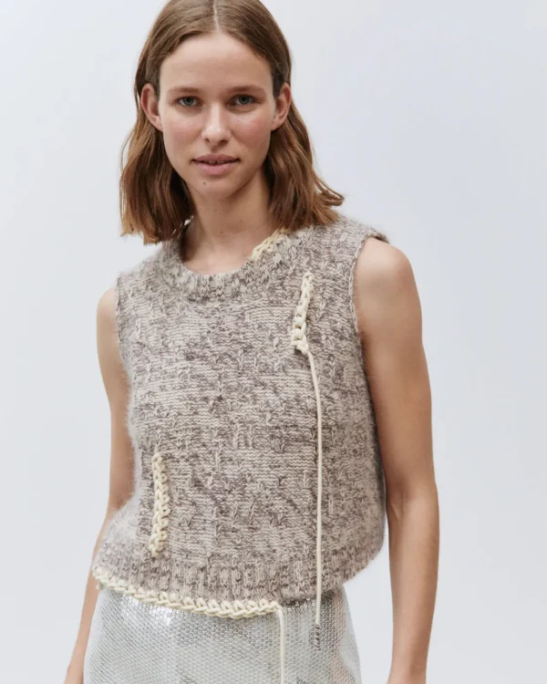 ALYSI GILET IN MAGLIA ANGORA DETTAGLIO RICAMO- Maglie
