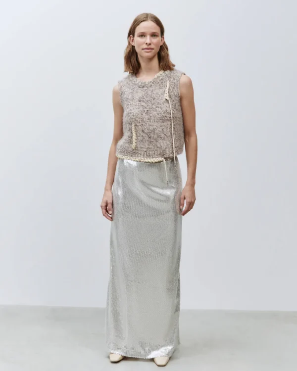ALYSI GILET IN MAGLIA ANGORA DETTAGLIO RICAMO- Maglie