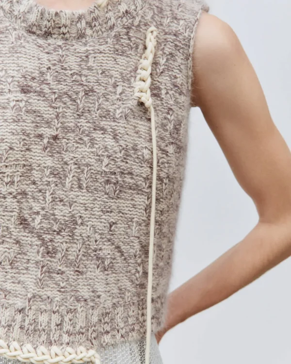 ALYSI GILET IN MAGLIA ANGORA DETTAGLIO RICAMO- Maglie