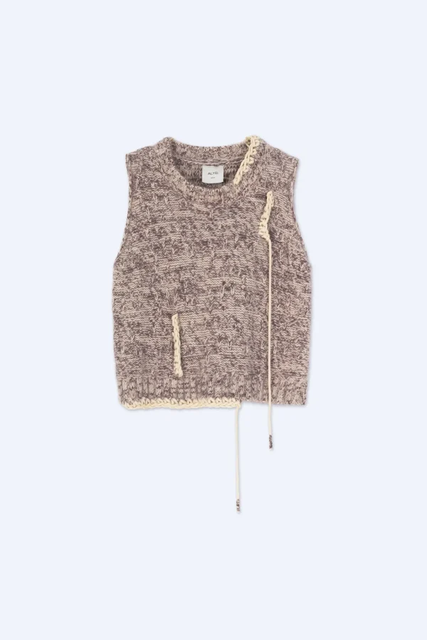 ALYSI GILET IN MAGLIA ANGORA DETTAGLIO RICAMO- Maglie