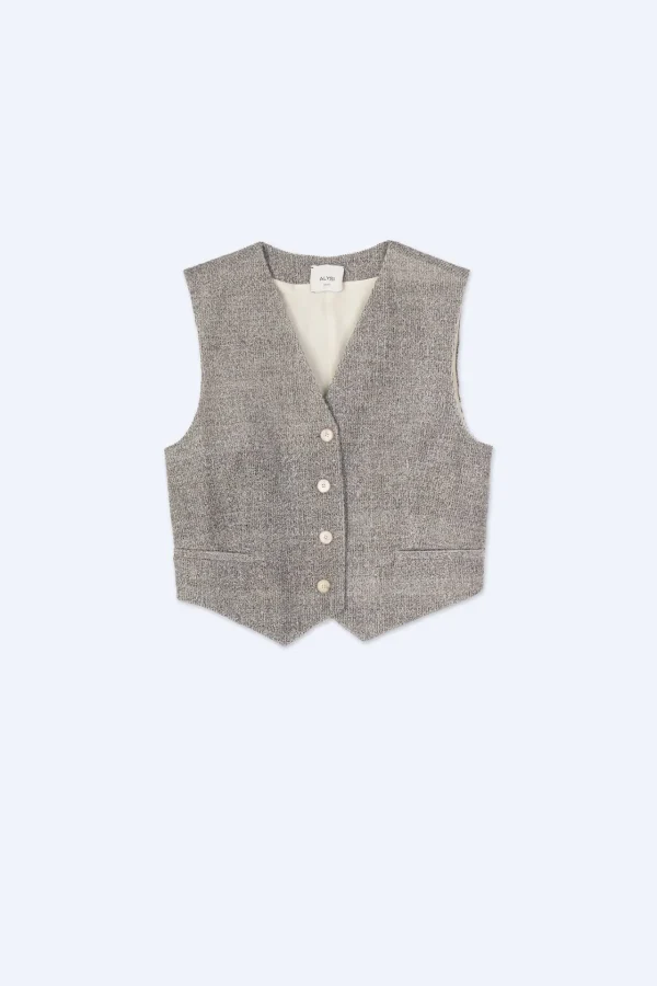 ALYSI GILET SARTORIALE VELLUTO MELANGE- Cappotti E Giacche