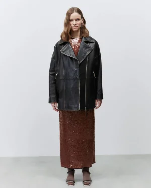 ALYSI MAXI CHIODO PELLE EFFETTO VINTAGE- Cappotti E Giacche