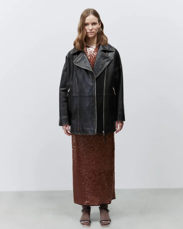 ALYSI MAXI CHIODO PELLE EFFETTO VINTAGE- Cappotti E Giacche