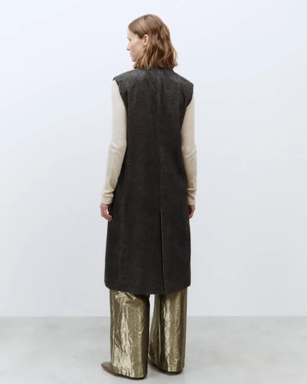 ALYSI MAXI GILET SARTORIALE VELLUTO MELANGE- Cappotti E Giacche