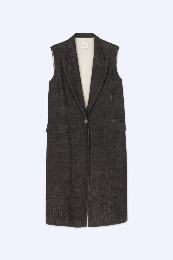 ALYSI MAXI GILET SARTORIALE VELLUTO MELANGE- Cappotti E Giacche
