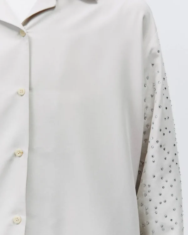 ALYSI OVERSHIRT MANICHE CON STRASS- Topwear