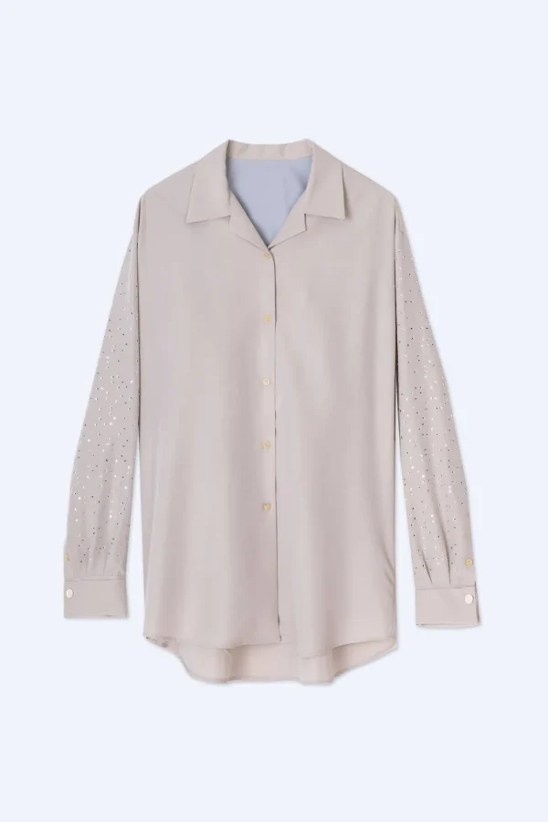 ALYSI OVERSHIRT MANICHE CON STRASS- Topwear