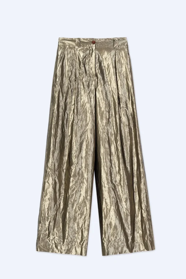 ALYSI PANTALONE WIDE LEG SHINY- Pantaloni