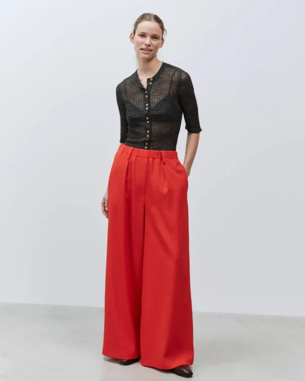 ALYSI PANTALONE WIDE LEG VITA ELASTICA- Pantaloni