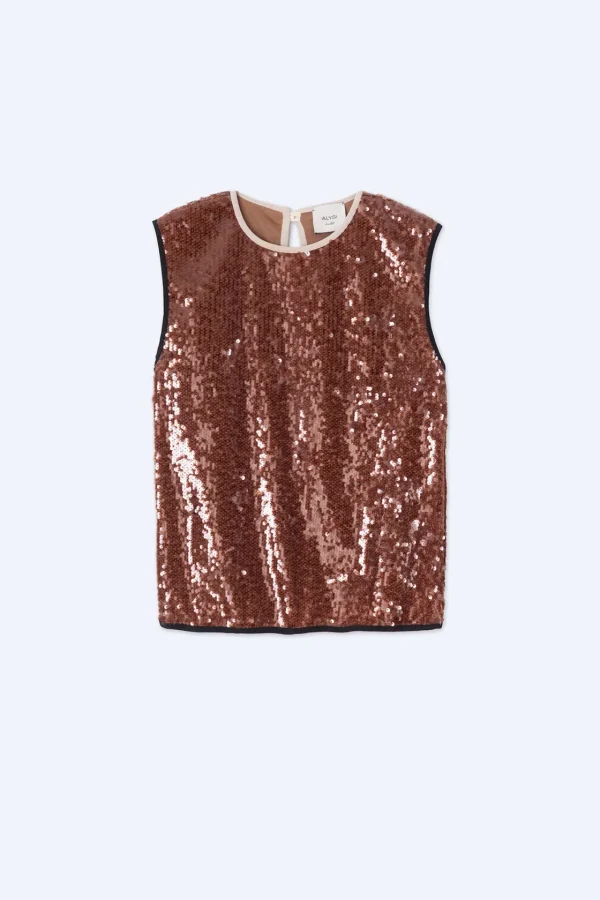 ALYSI TOP PAILLETTES CINNAMON- Topwear