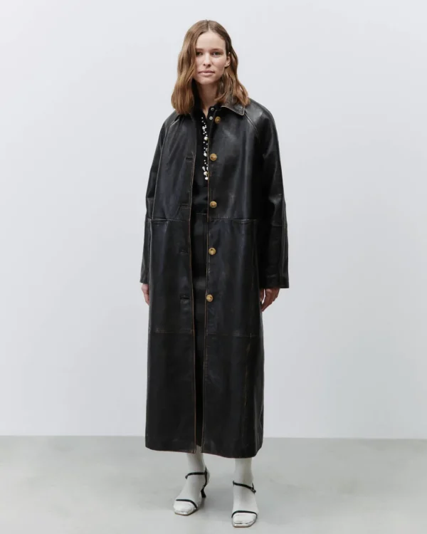 ALYSI TRENCH LUNGO PELLE EFFETTO VINTAGE- Cappotti E Giacche