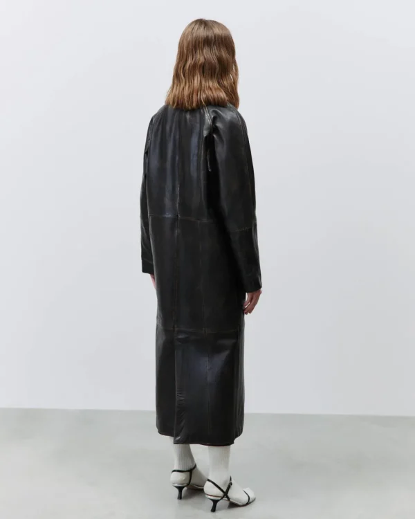 ALYSI TRENCH LUNGO PELLE EFFETTO VINTAGE- Cappotti E Giacche