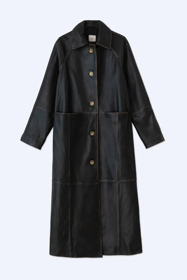 ALYSI TRENCH LUNGO PELLE EFFETTO VINTAGE- Cappotti E Giacche